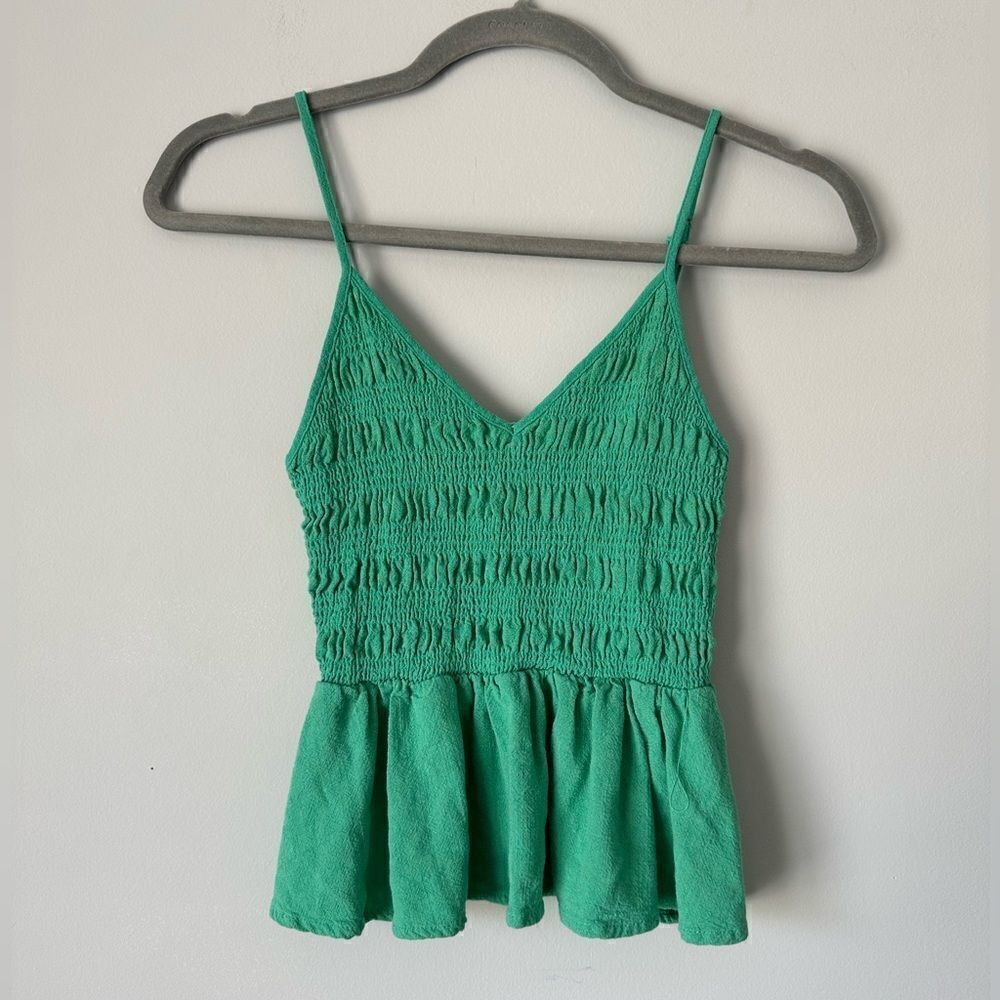 pacsun LA hearts linen blend babydoll ruffle tank top M green summer beachy boho